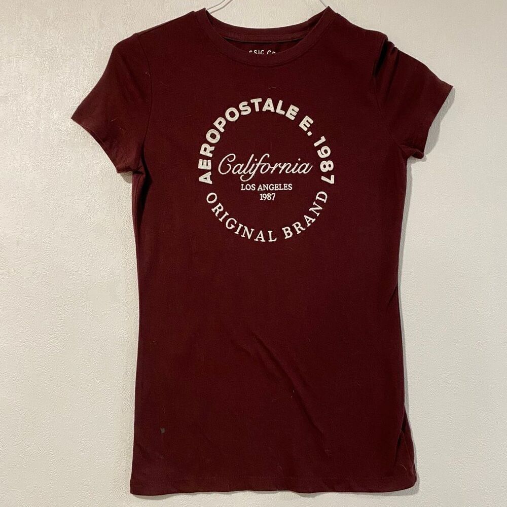 Aeropostale California Graphic Tee Size Small | Maroon Classic Crew T-Shirt 1987